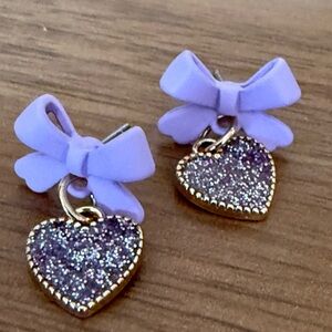 Purple Heart Bow Earrings